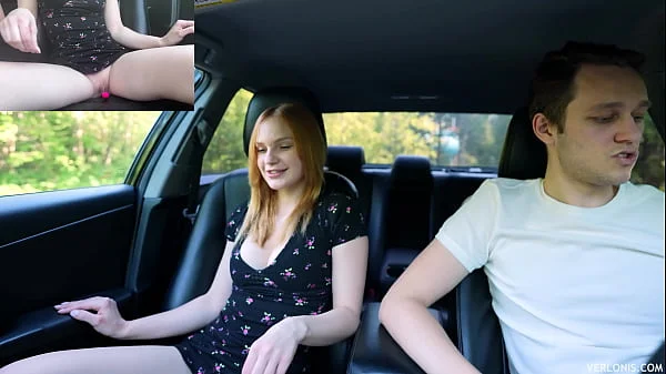 Surprise Verlonis for Justin lush Control inside her pussy while driving car in Public