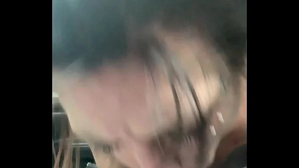 Emo slut swallows black cock in car and begs