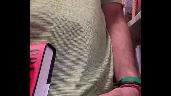 Jerking off at the bookstore. Public masturbation